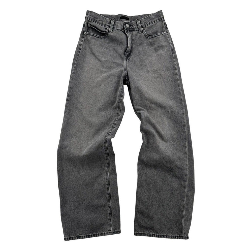 Uniqlo Jeans Women 26 Gray Good Wide Leg Baggy High Rise 100% Cotton 221-474934
